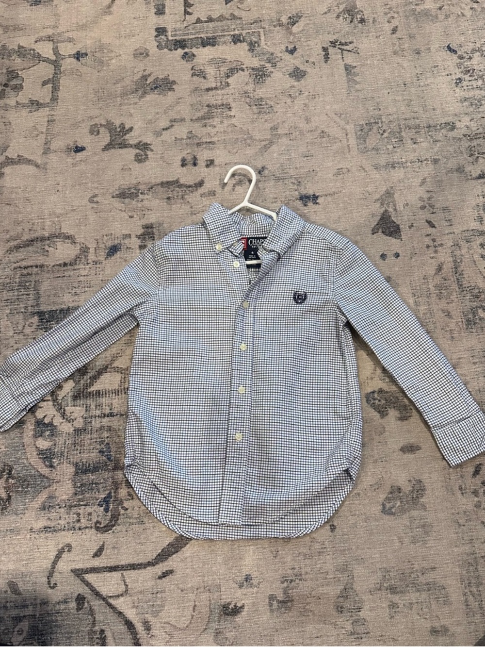 Chaps Boys Blue and White Check Button-Down Shirt